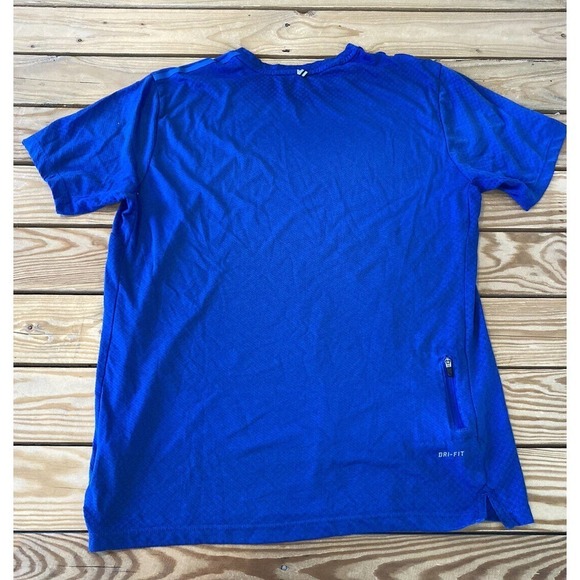 Nike Dri Fit Running Top Size Large Men’s Blue Short Sleeve - Picture 2 of 7